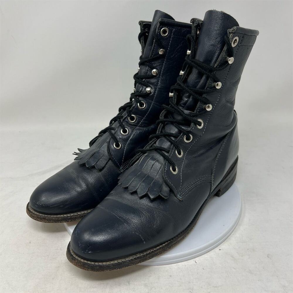 Justin Women's Black Kiltie Roper Ankle Boots Size 6